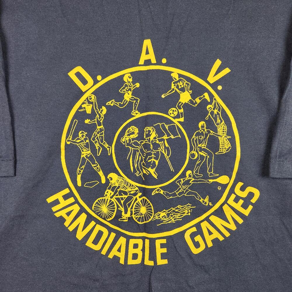 Vintage D.A.V. Handiable Games Shirt Mens 2XL Blue Athletic USA 90s Support